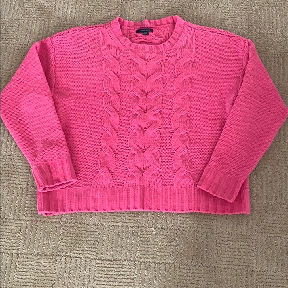 Hot Pink Cable Knit Sweater